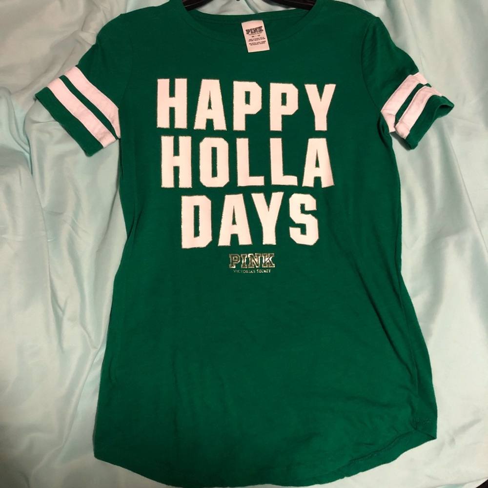 Pink Victoria’s Secret Christmas Legging Tee XS